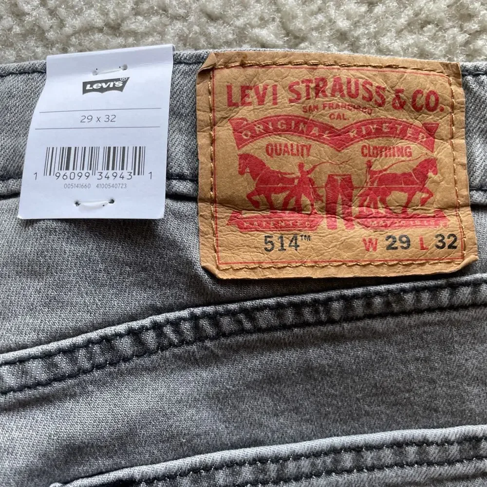 💛‎ Levis 514 Straight Jeans Mens 29x32 Gray NWT